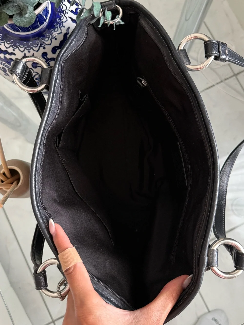 Coach black and gray Peyton Pocket Tote Bag